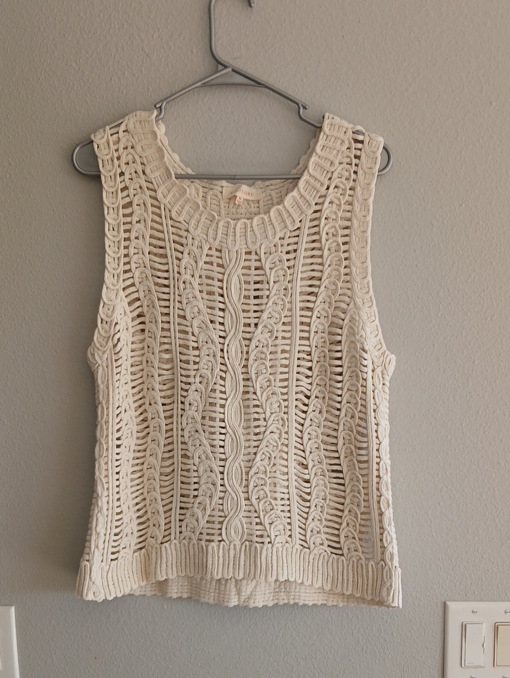 Solitaire Medium Open-Knit Crochet Sleeveless Tank - Cream Boho